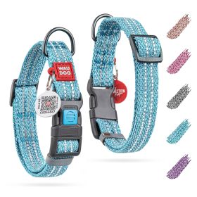 Reflective Cotton Dog Collar Blue