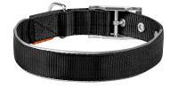 Black Nylon Reflective Dog Collar M Size 15-18 inch Neck