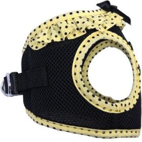 Choke Free Dog Harness - Yellow and Black Polka Dot (DD Size: 2XL)