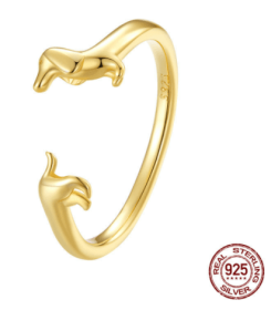 Sausage Dog Ear Stud (Color: GoldRing)