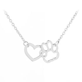 Paw Pendant Necklace (Color: Silver)