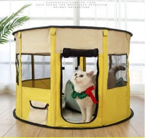 Portable Pet Soft Playpen (Color: Yellow)