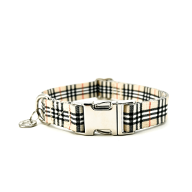 Adjustable Collar Beige Plaid (size: L)