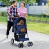 4-Wheel Pet Stroller With Storage Basket