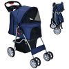 4-Wheel Pet Stroller With Storage Basket