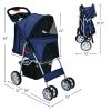 4-Wheel Pet Stroller With Storage Basket