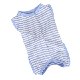 Little dog striped belly protection clothes (Color: Striped belly protector blue)